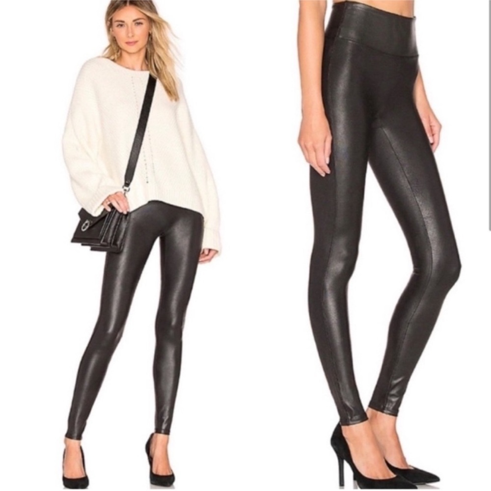 Spanx Faux Leather Black Leggings S